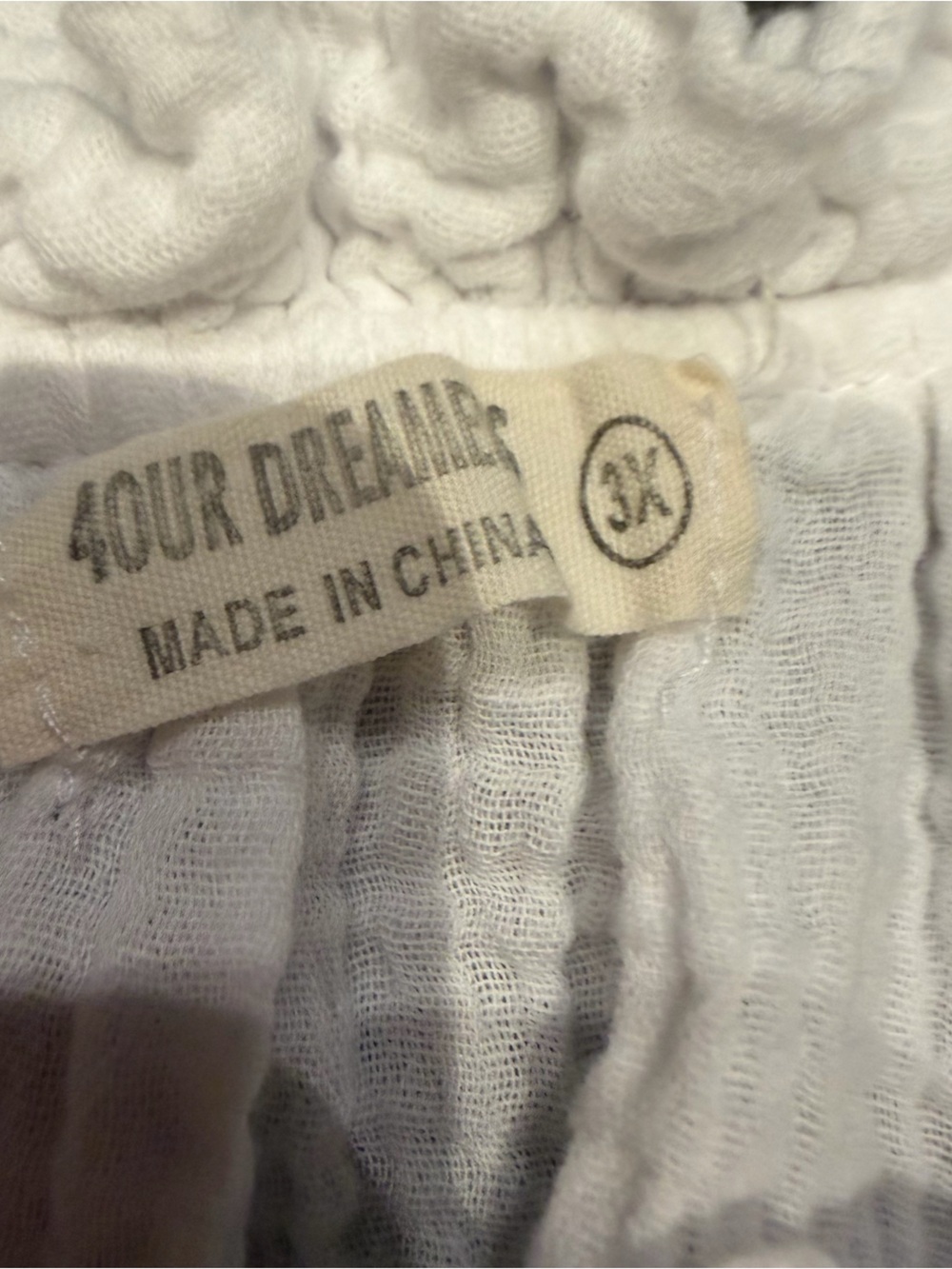 New 4our Dreamers White Gauze Ruffle Neck Peasant Top - 3X - Picture 3 of 3
